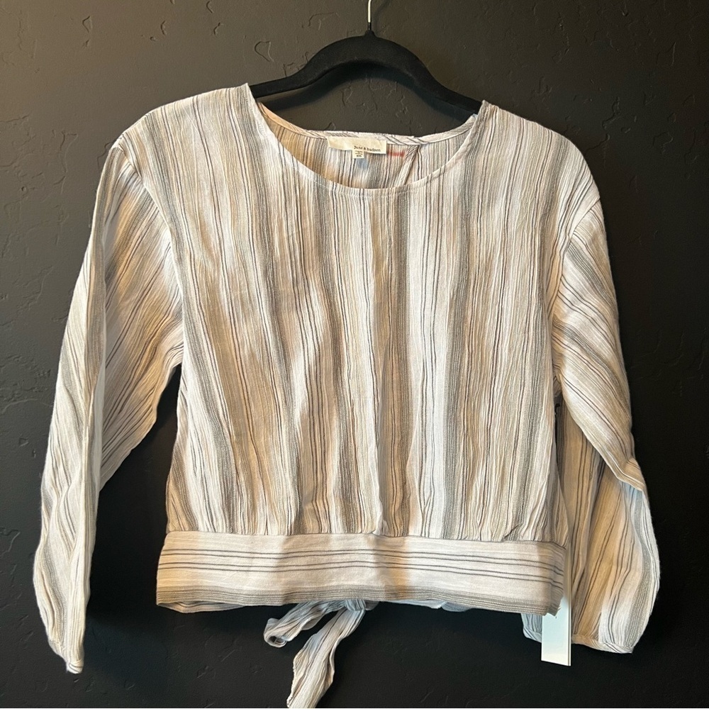 JUNE & HUDSON Crop top Size M(8-10) Striped Woven Casual 100% Cotton